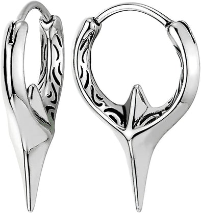 Pair Men Women Stainless Steel Spike Irregular Star Cross Huggie Hinged Hoop Earrings - COOLSTEELANDBEYOND Jewelry