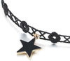COOLSTEELANDBEYOND Ladies Black Choker Tattoo Necklace with Gold Black Star Charm Pendant - COOLSTEELANDBEYOND Jewelry