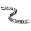 COOLSTEELANDBEYOND Mens Vintage Stainless Steel Fancy Tribal Tattoo Pattern Curb Chain Bracelet with Spring Box Clasp - COOLSTEELANDBEYOND Jewelry