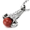 COOLSTEELANDBEYOND Scorpion King Pendant Necklace with Red Bead Ball, Stainless Steel Necklace for Men and Women - COOLSTEELANDBEYOND Jewelry