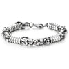 COOLSTEELANDBEYOND Fashion Style Mens Steel Braid Link Bracelet with Grooved Tube and Circle Ring Charms, Polished - COOLSTEELANDBEYOND Jewelry