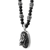 COOLSTEELANDBEYOND Mens Embossed Dragon Head Pendant Necklace, Black Onyx Beads Chain Stainless Steel Blackened Dog Tag - COOLSTEELANDBEYOND Jewelry