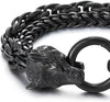 COOLSTEELANDBEYOND Biker Viking Black Wolf Heads Bracelet Mens Steel Double Curb Chain Braided Rope Chain Bracelet - COOLSTEELANDBEYOND Jewelry