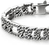 COOLSTEELANDBEYOND Mens Vintage Stainless Steel Fancy Tribal Tattoo Pattern Curb Chain Bracelet with Spring Box Clasp - COOLSTEELANDBEYOND Jewelry