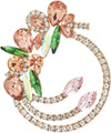 Petal Flower Statement Earring, Glamorous Coral Peach Pink Crystal Rhinestone Large Circle Stud Earring - COOLSTEELANDBEYOND Jewelry