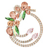 Petal Flower Statement Earring, Glamorous Coral Peach Pink Crystal Rhinestone Large Circle Stud Earring - COOLSTEELANDBEYOND Jewelry