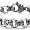 COOLSTEELANDBEYOND Mens Women Rolo Link Chain Bracelet, Stainless Steel, Vintage Infinity Swirl Waves Filigree - COOLSTEELANDBEYOND Jewelry