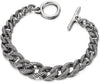 COOLSTEELANDBEYOND Mens Women Cuban Curb Chain Bracelet, Steel Stripes Rope Link Chain with Toggle Clasp, Old Metal Finishing - COOLSTEELANDBEYOND Jewelry