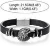 COOLSTEELANDBEYOND Stainless Steel Eagle Bracelet for Men, Eagle Head and Claws Bangle, Black Leather Wristband - COOLSTEELANDBEYOND Jewelry