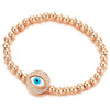 COOLSTEELANDBEYOND Protection Evil Eye Rose gold Beads Bracelet with Cubic Zirconia - COOLSTEELANDBEYOND Jewelry