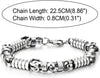 COOLSTEELANDBEYOND Fashion Style Mens Steel Braid Link Bracelet with Grooved Tube and Circle Ring Charms, Polished - COOLSTEELANDBEYOND Jewelry