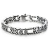 COOLSTEELANDBEYOND Mens Vintage Stainless Steel Fancy Tribal Tattoo Pattern Curb Chain Bracelet with Spring Box Clasp - COOLSTEELANDBEYOND Jewelry