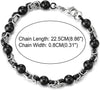 Unique Men Women Stainless Steel Braided Link Bracelet with Bead Ball Charms, Silver Black Two-tone - COOLSTEELANDBEYOND Jewelry