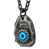 COOLSTEELANDBEYOND Protection Evil Eye Pendant Necklace for Men Women, Steel Oxidized Blackened Matt Geometric Dog Tag - COOLSTEELANDBEYOND Jewelry