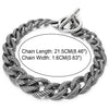 COOLSTEELANDBEYOND Mens Women Cuban Curb Chain Bracelet, Steel Stripes Rope Link Chain with Toggle Clasp, Old Metal Finishing - COOLSTEELANDBEYOND Jewelry