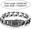 COOLSTEELANDBEYOND Mens Retro Style Steel Vintage Curb Chain Bracelet Engraving with Tribal Tattoo Pattern, Spring Clasp - COOLSTEELANDBEYOND Jewelry