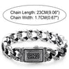 COOLSTEELANDBEYOND Mens Retro Style Steel Vintage Curb Chain Bracelet Engraving with Tribal Tattoo Pattern, Spring Clasp - COOLSTEELANDBEYOND Jewelry