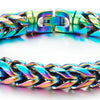 COOLSTEELANDBEYOND Mens Women Steel Franco Link Curb Chain Bracelet, Oxidized Rainbow, Minimalist, Rock Punk - COOLSTEELANDBEYOND Jewelry
