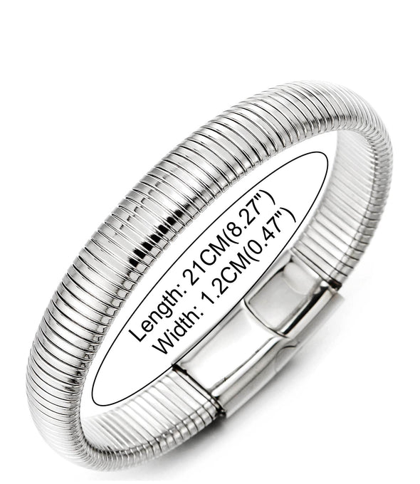 COOLSTEELANDBEYOND Stripwound Spring Cable Wire Link Bracelet for Mens Women, Stainless Steel, Bangle High Polished, Unique