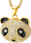 COOLSTEELANDBEYOND Mens Womens Iced Out Cute Panda Pendant Necklace Pave Cubic Zirconia, Gold Color Steel, Bling Bling Rapper Jewelry - COOLSTEELANDBEYOND Jewelry