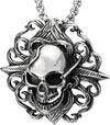 COOLSTEELANDBEYOND Mens Stainless Steel Filigree Skull Pendant Necklace, 30 inches Wheat Chain, Vintage Gothic Rock Punk - COOLSTEELANDBEYOND Jewelry