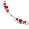 Adjustable Link Chain Anklet Bracelet with Charms of Red Solitaire Cubic Zirconia Sparkling - COOLSTEELANDBEYOND Jewelry