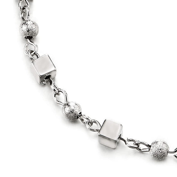 Adjustable Cube and Ball Charm Link Chain Anklet Bracelet - COOLSTEELANDBEYOND Jewelry