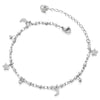 COOLSTEELANDBEYOND Anklet Bracelet in Stainless Steel with Dangling Charms of Stars, Crescent Moons and Cubic Zirconia - COOLSTEELANDBEYOND Jewelry