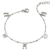 COOLSTEELANDBEYOND Anklet Bracelet with Charms of Cubic Zirconia and Music Note Stainless Steel - COOLSTEELANDBEYOND Jewelry