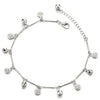 Beautiful Link Chain Anklet Bracelet with Dangling Circles Disc and Jingle Bells, Adjustable - COOLSTEELANDBEYOND Jewelry