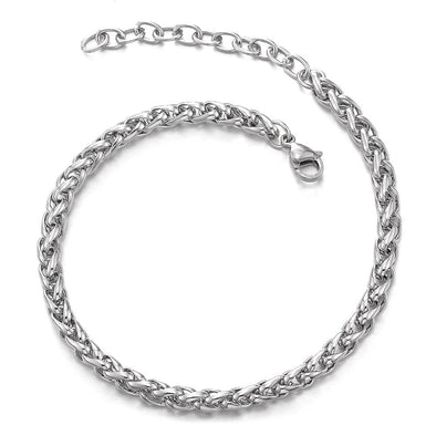 COOLSTEELANDBEYOND Classic Stainless Steel Franco Chain Anklet Bracelet for Women, Adjustable - COOLSTEELANDBEYOND Jewelry