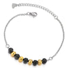 COOLSTEELANDBEYOND Stainless Steel Anklet Bracelet with Gold Balck Beads - COOLSTEELANDBEYOND Jewelry