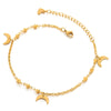 COOLSTEELANDBEYOND Stainless Steel Gold Color Anklet Bracelet with Dangling Charms of Crescent Moons and Balls - COOLSTEELANDBEYOND Jewelry