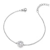 COOLSTEELANDBEYOND Stainless Steel Link Chain Anklet Bracelet with Charm of Circle and Cubic Zirconia, Adjustable - COOLSTEELANDBEYOND Jewelry