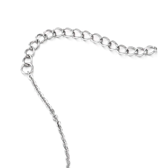 COOLSTEELANDBEYOND Stainless Steel Link Chain Anklet Bracelet with Charm of Circle and Cubic Zirconia, Adjustable - COOLSTEELANDBEYOND Jewelry