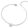 COOLSTEELANDBEYOND Stainless Steel Link Chain Anklet Bracelet with Charm of Star Flower and Cubic Zirconia, Adjustable - COOLSTEELANDBEYOND Jewelry
