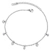 COOLSTEELANDBEYOND Stainless Steel Link Chain Anklet Bracelet with Dangling Charms of Hearts and Cubic Zirconia Circle - COOLSTEELANDBEYOND Jewelry