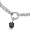 COOLSTEELANDBEYOND Stainless Steel Multi-Strand Anklet Bracelet Dangling Charms Black Cubic Zirconia 8MM - COOLSTEELANDBEYOND Jewelry