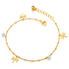 COOLSTEELANDBEYOND Steel Gold Color Anklet Bracelet with Dangling Charms of Dragonflies, Cubic Zirconia and Jingle Bell - COOLSTEELANDBEYOND Jewelry