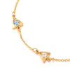 COOLSTEELANDBEYOND Steel Gold Color Link Chain Anklet Bracelet with Colorful Cubic Zirconia Triangle Charm, Adjustable - COOLSTEELANDBEYOND Jewelry