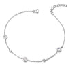 COOLSTEELANDBEYOND Steel Link Chain Anklet Bracelet with Circles Charm of Cubic Zirconia and Roman Numeral, Adjustable - COOLSTEELANDBEYOND Jewelry