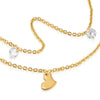 COOLSTEELANDBEYOND Two-Row Stainless Steel Gold Color Anklet Bracelet with Dangling Charms of Cubic Zirconia and Hearts - COOLSTEELANDBEYOND Jewelry