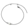 Elegant Womens Stainless Steel Link Chain Anklet Bracelet with Charm of Pearl, Adjustable - COOLSTEELANDBEYOND Jewelry