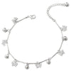 Stylish Stick Link Chain Anklet Bracelet with Dangling Butterflies and Jingle Bell, Adjustable - COOLSTEELANDBEYOND Jewelry