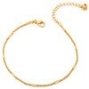 Thin Gold Color Braided Link Rope Chain Anklet Bracelet with Jingle Bell, Adjustable - COOLSTEELANDBEYOND Jewelry