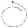 Thin Grooved Stripe Textured Link Chain Anklet Bracelet for Women, Adjustable - COOLSTEELANDBEYOND Jewelry