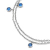 Two-Row Stainless Steel Anklet Bracelet with Dangling Circle Charms of Solitaire Blue Cubic Zirconia - COOLSTEELANDBEYOND Jewelry