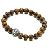 9MM Tiger Eye Stone Mens Women Stretchable Beads Bracelet with Lion Head, Prayer Mala - COOLSTEELANDBEYOND Jewelry