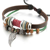 Angel Wing Multi-Strand Brown Leather Bracelet for Men Women Tribal Leather Wristband Wrap Bracelet - coolsteelandbeyond
