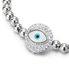 Beads Bracelet with Cubic Zirconia Protection Evil Eye - COOLSTEELANDBEYOND Jewelry